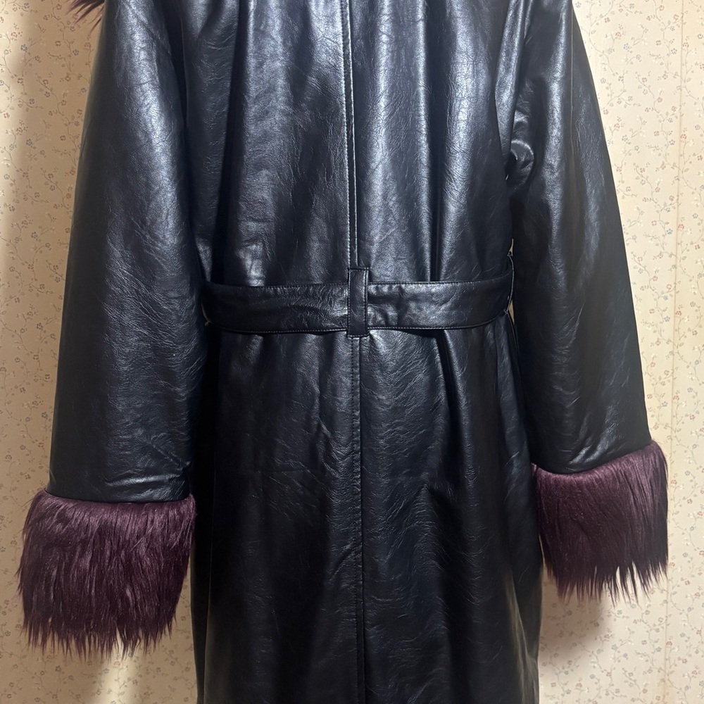 The Ragged Priest “Ursula” Vegan Leather & Faux Fur Longline Coat - Picture 2 of 11